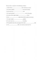 English worksheet: Conjunctions