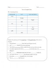 English Worksheet: Irregular Verbs Test
