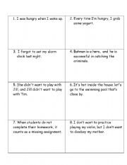 English worksheet: Sentence Structure Game
