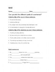 English worksheet: Nouns and adjectives, High Beg Level