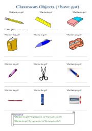 English Worksheet: CLASSROOM OBJECTS