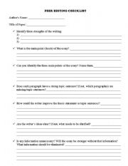 English Worksheet: Peer Editing Worksheet