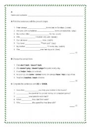 English worksheet: Verb Present Tense