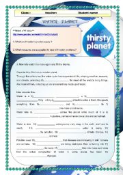 English Worksheet: video activity- Water Planet