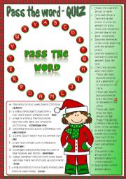 English Worksheet: Pass the word - Christmas quiz