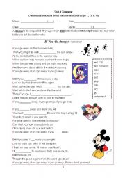 English Worksheet: If you go away (If clauses)