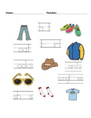 English worksheet: Clothing - Matching and Missing Letter Fill-In