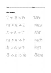 English Worksheet: blending cvc words with a