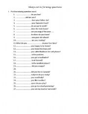 English Worksheet: forming questions