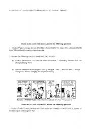 English worksheet: brief exercise on basic future forms, past perfect and linking words