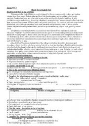 English Worksheet: education in the USA exam