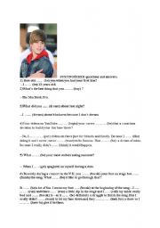 English Worksheet: Justin Bieber past tense
