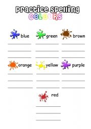 English Worksheet: COLOURS SPELLING