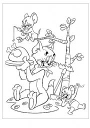 English Worksheet: Tom and Jerry puzzle (verbs)