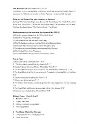 English Worksheet: Wizard of Oz Part 1/4