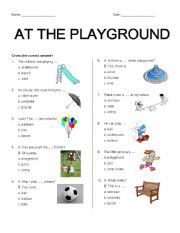 English Worksheet: At the Playground