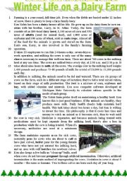 English Worksheet: Winter Life on a Dairy Farm