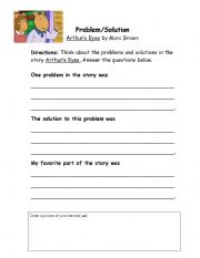 English Worksheet: Problem/Solution Worksheet for Authurs Eyes