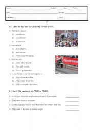 English Worksheet: Test 9th on disabilities