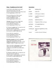 English Worksheet: Song: Sting - Englishman in New York