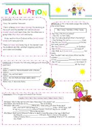 English Worksheet: End-of-term Evaluation