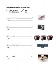 English worksheet: HAVE GOT - HAS GOT