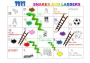 English Worksheet: SNAKES AND LADDERS TOYS AND COLOURS