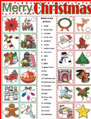 English Worksheet: Christmas matching activity