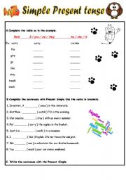 English Worksheet: Simple present tense