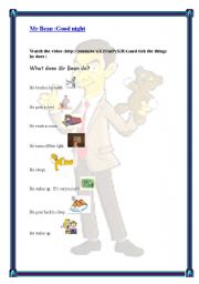 English Worksheet: Good night , Mr Bean