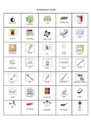 Find Household Items with Pictures - ESL worksheet by aysun0687