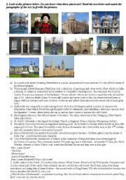 English Worksheet: Some Places in London (Match the pictures with the paragraphs of the text + some exercises)