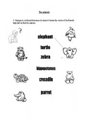 English worksheet: the animals