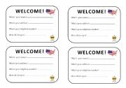 English Worksheet: Welcome Class oral activity