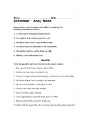 English Worksheet: Double Negatives