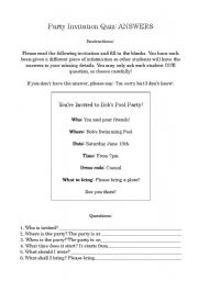 Party Invitation: Conversation Activity