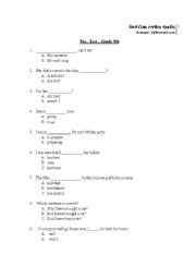 English worksheet: Pre test for 9th grade ESL