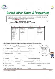 English worksheet: Noun+Preposition+gerund