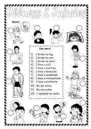 English Worksheet: Illness & injuries