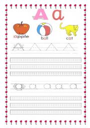 English Worksheet: Writind alphabets (Aa) 