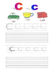 English Worksheet: Writing the alphabet ( Cc )