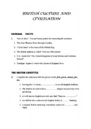 English Worksheet: BRITISH CULTURE AND CIVILISATION 2