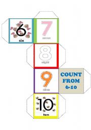 English Worksheet: dice-numbers from 6-10