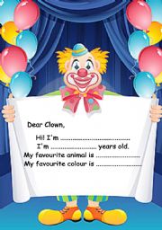 English Worksheet: dear clown
