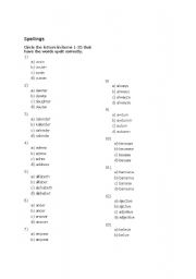 English Worksheet: Spellings