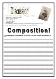 English worksheet: Discussion + Writing (Simple Past)
