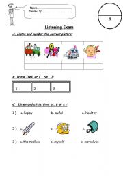 English worksheet: listenig test
