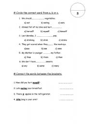 English worksheet: grammar exam