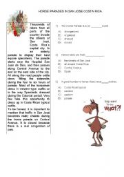 English Worksheet: FESTIVITIES, HOLIDAYS. HORSE PARADE. 