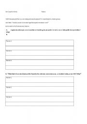 English worksheet: Car Rental Questionnaire